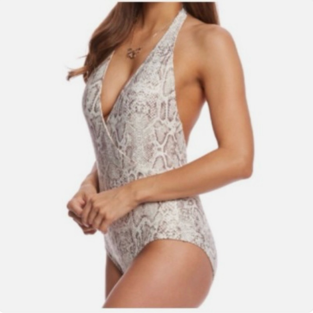 Carmen Marc Valvo Snakeskin Print Swimsuit